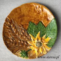 talerz ceramiczny ze słonecznikiem